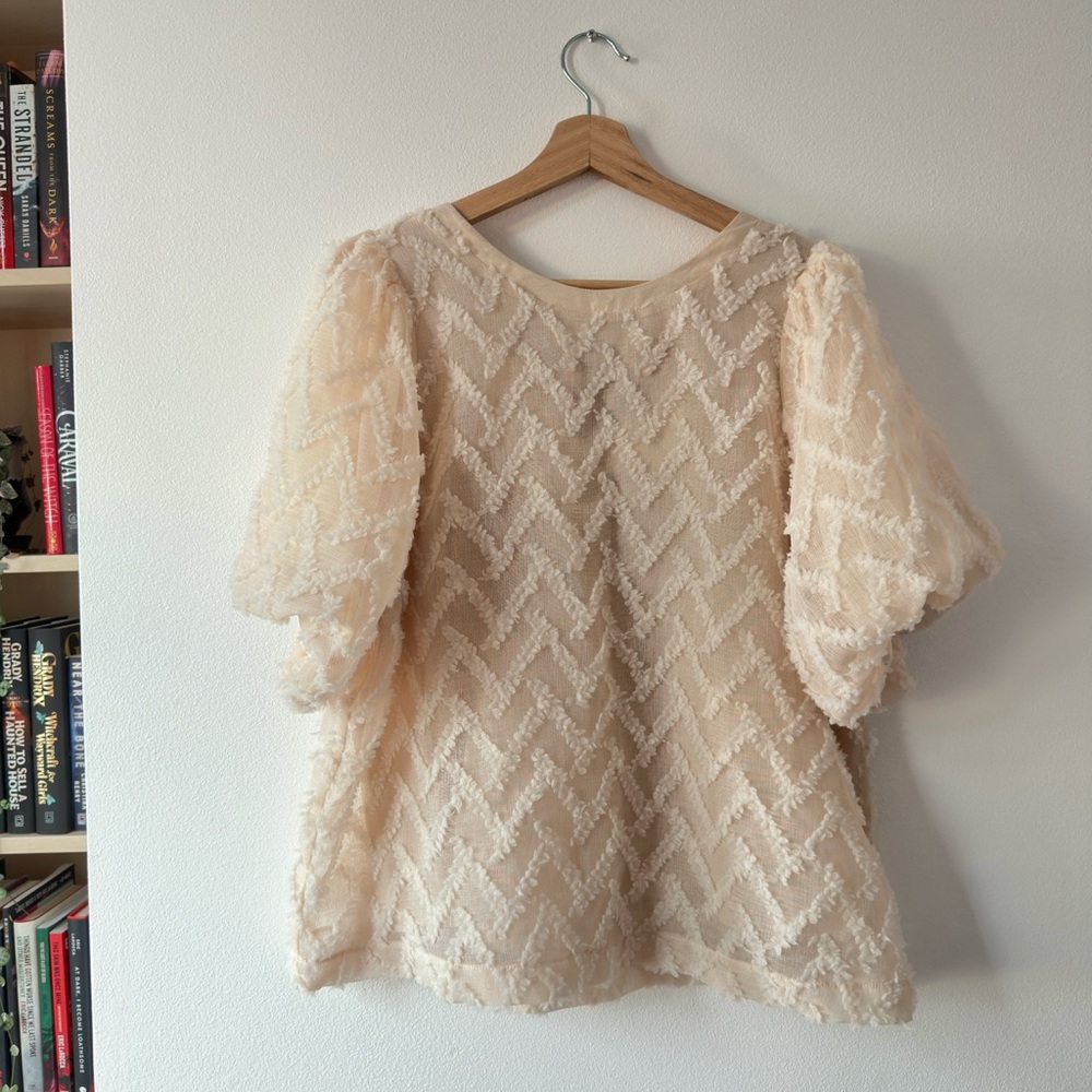 Elegant Chevron Lace Blouse in Cream
